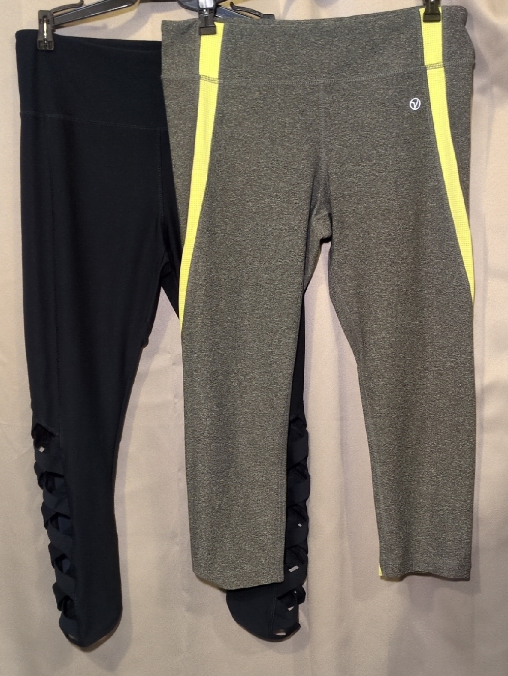 2 Pack VOGO Athletica Gray & Neon Yellow And Navy Crisscross Side Panels